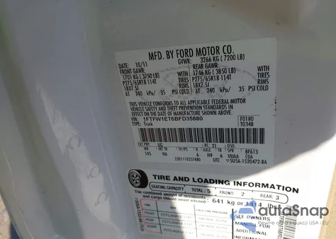 2011 Ford F-150 Lariat из США, поврежденный, VIN 1FTFW1ET6BFD35880